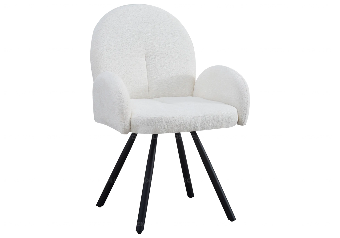Table marbre céramique et chaises velours ecru – Galerie du Mobilier
