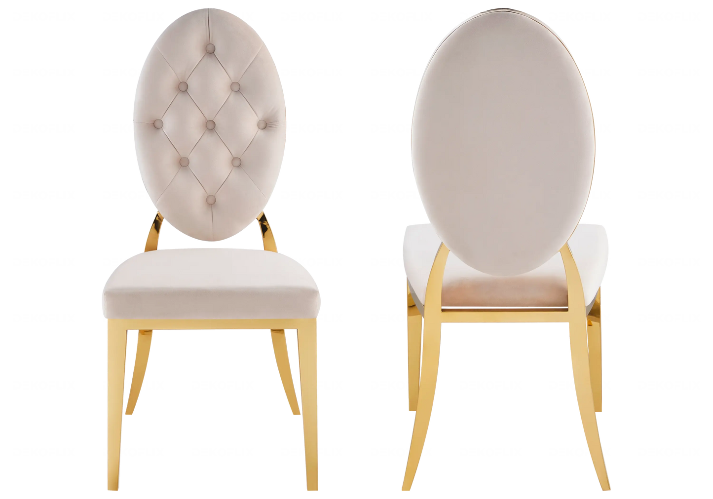 Table marbre noir chaises capitonnées beige doré TROPHEE Galerie du Mobilier