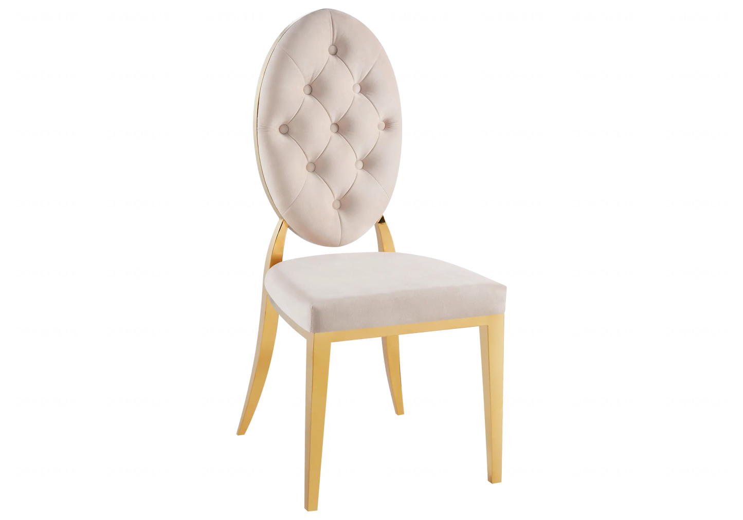 Table marbre noir chaises capitonnées beige doré TROPHEE Galerie du Mobilier