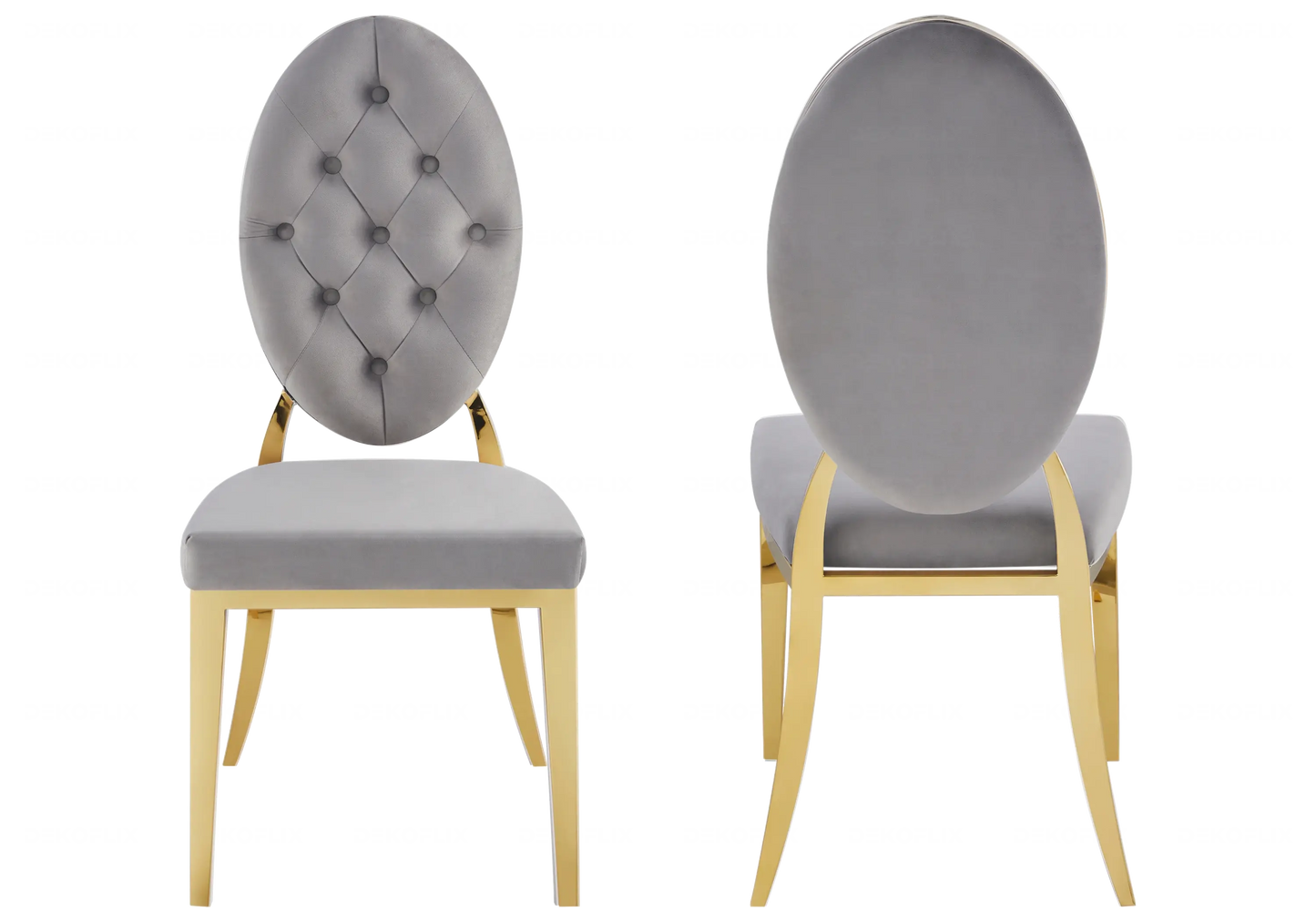 Table marbre noir et chaises capitonnées gris doré TROPHEE Galerie du Mobilier