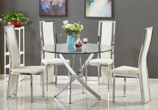Table ronde 6 chaises chromes OLIVIA New OLIVIA