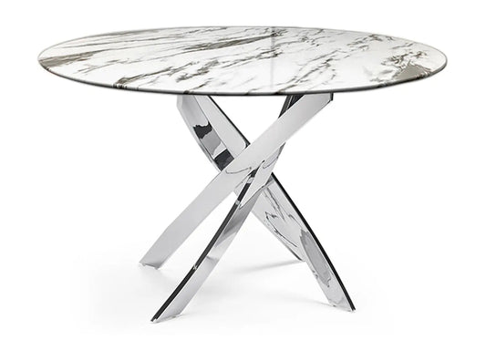 Table ronde 6 chaises marbre blanc OLIVIA New OLIVIA