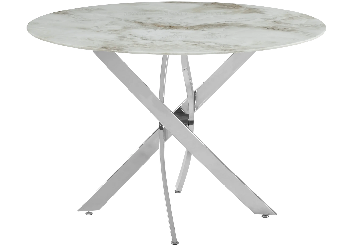 Table ronde argent marbre beige OLIVIA Galerie du Mobilier