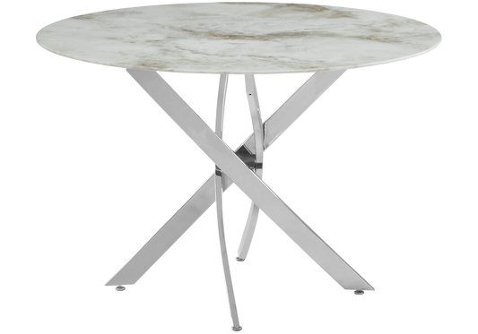 Table ronde argent marbre beige OLIVIA Galerie du Mobilier