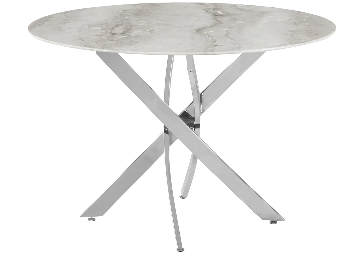 Table ronde argentée marbre gris - Joy – Galerie du Mobilier - Vue 1
