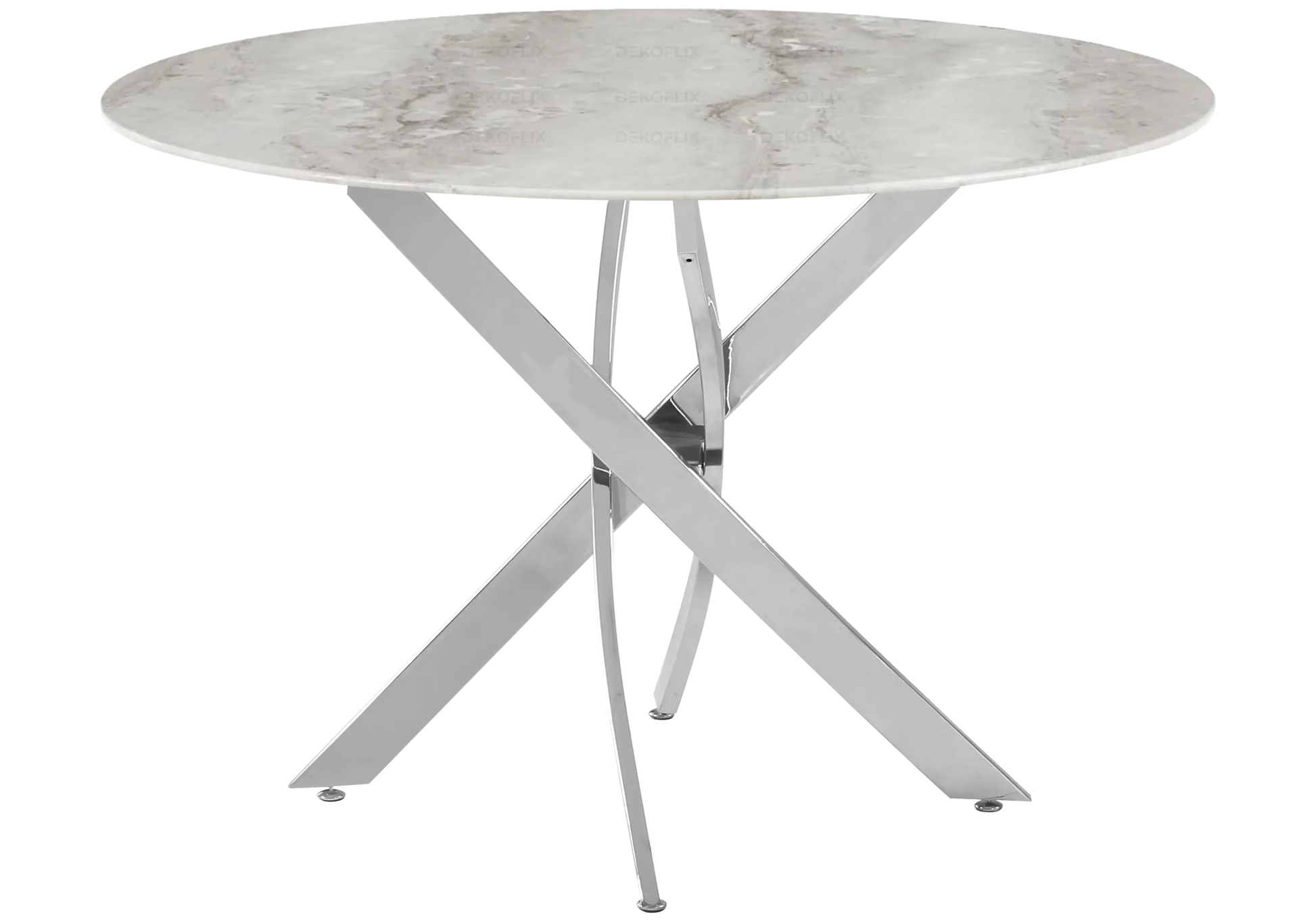 Table ronde argentée marbre gris - Joy – Galerie du Mobilier - Vue 1