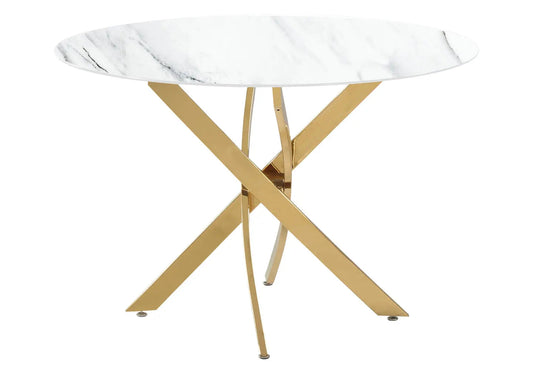 Table ronde doré marbre blanc OLIVIA Galerie du Mobilier