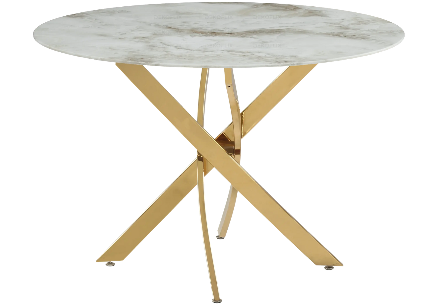 Table ronde dorée marbre beige OLIVIA Galerie du Mobilier
