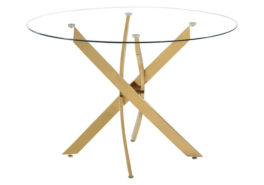 Table ronde dorée verre trempé OLIVIA Galerie du Mobilier