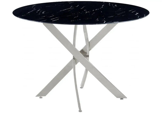 Table ronde marbre noir design OLIVIA Galerie du Mobilier