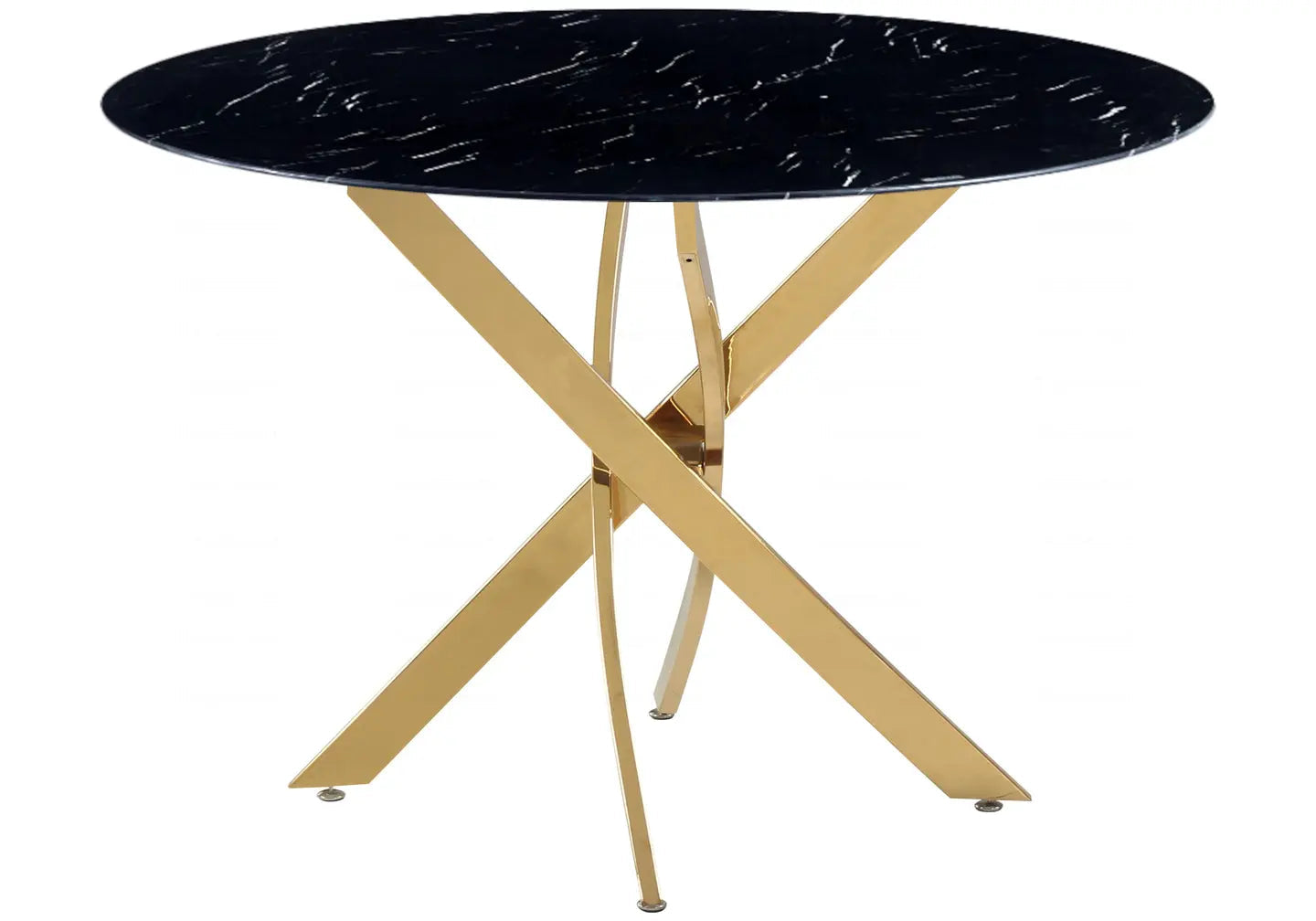 Table ronde dorée marbre noir - Joy – Galerie du Mobilier - Vue 1
