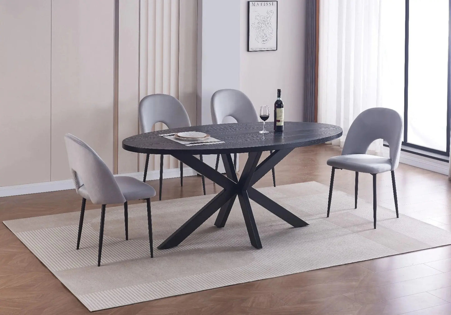Table oval noir chêne – Galerie du Mobilier