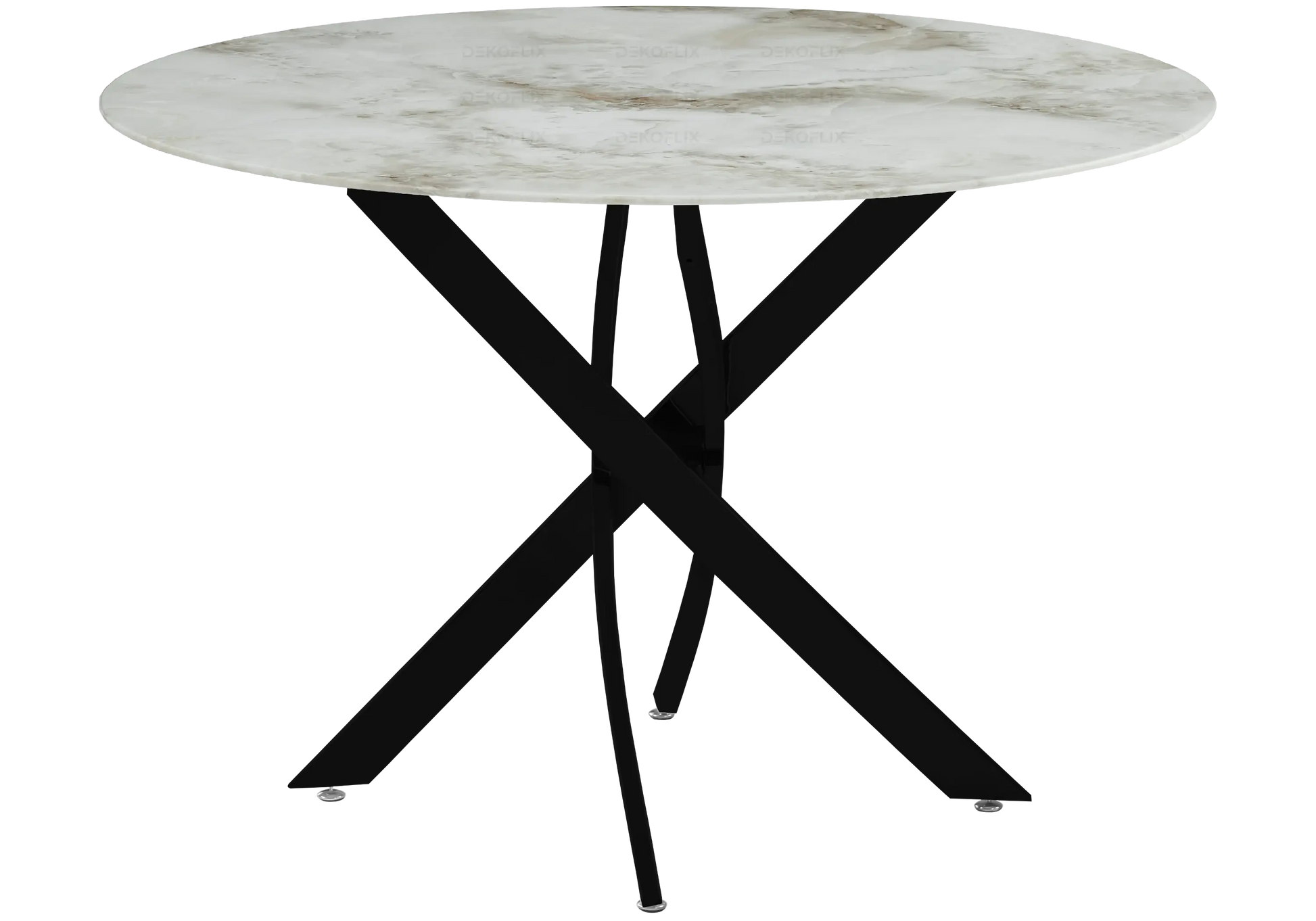 Table ronde noire marbre beige OLIVIA Galerie du Mobilier