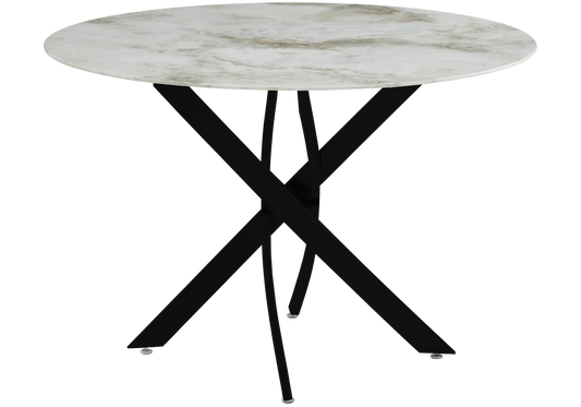 Table ronde noire marbre beige OLIVIA Galerie du Mobilier