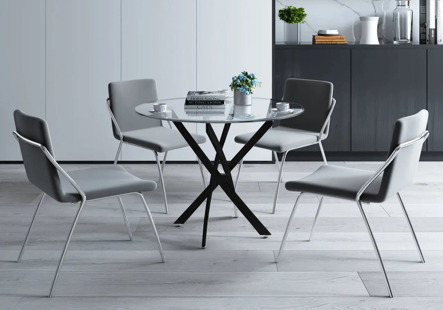 Table ronde noire verre trempé - Joy – Galerie du Mobilier