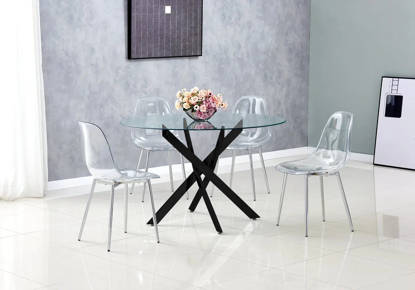 Table ronde noire verre trempé - Joy – Galerie du Mobilier