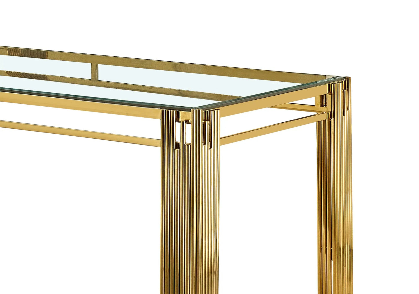 Table salle à manger dorée en verre – Galerie du Mobilier