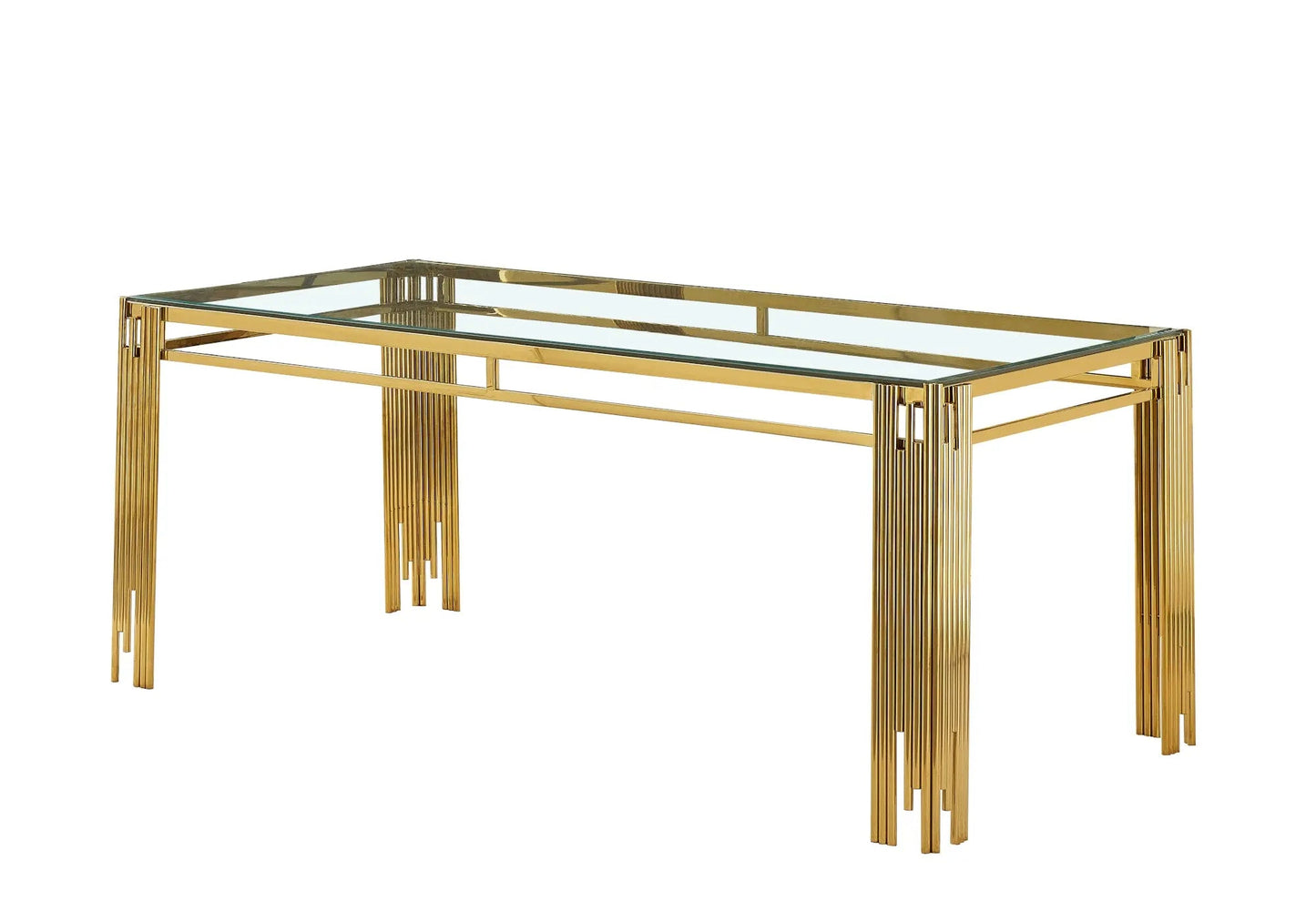 Table salle à manger dorée en verre – Galerie du Mobilier