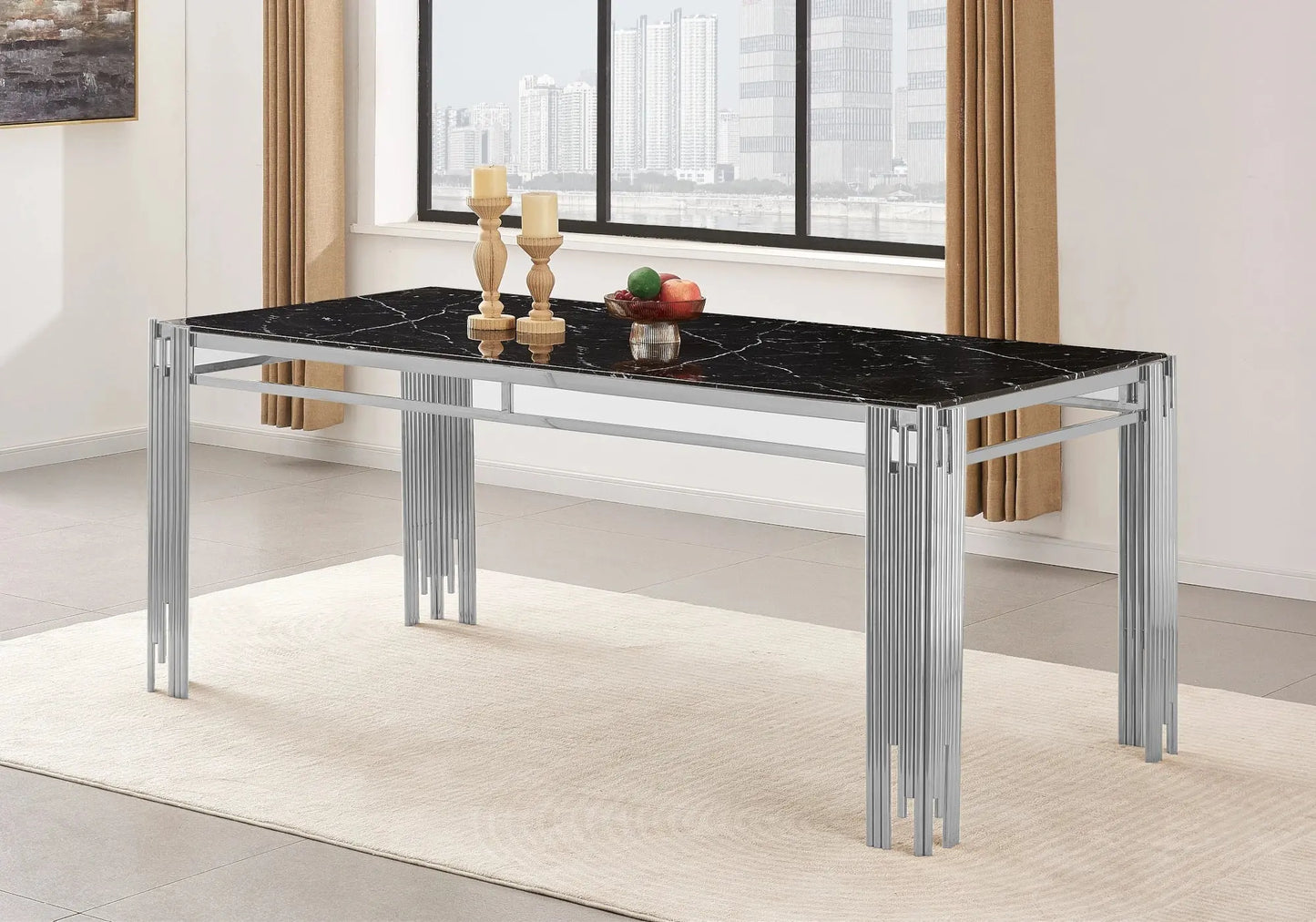 Table salle à manger marbre noir – Galerie du Mobilier - Vue 1