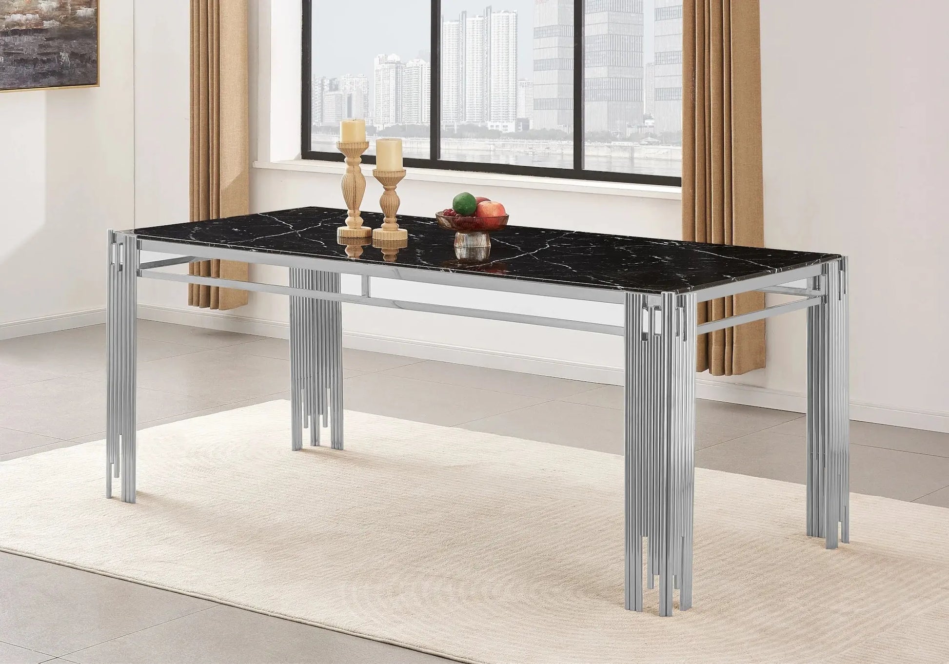 Table salle à manger marbre noir – Galerie du Mobilier - Vue 1