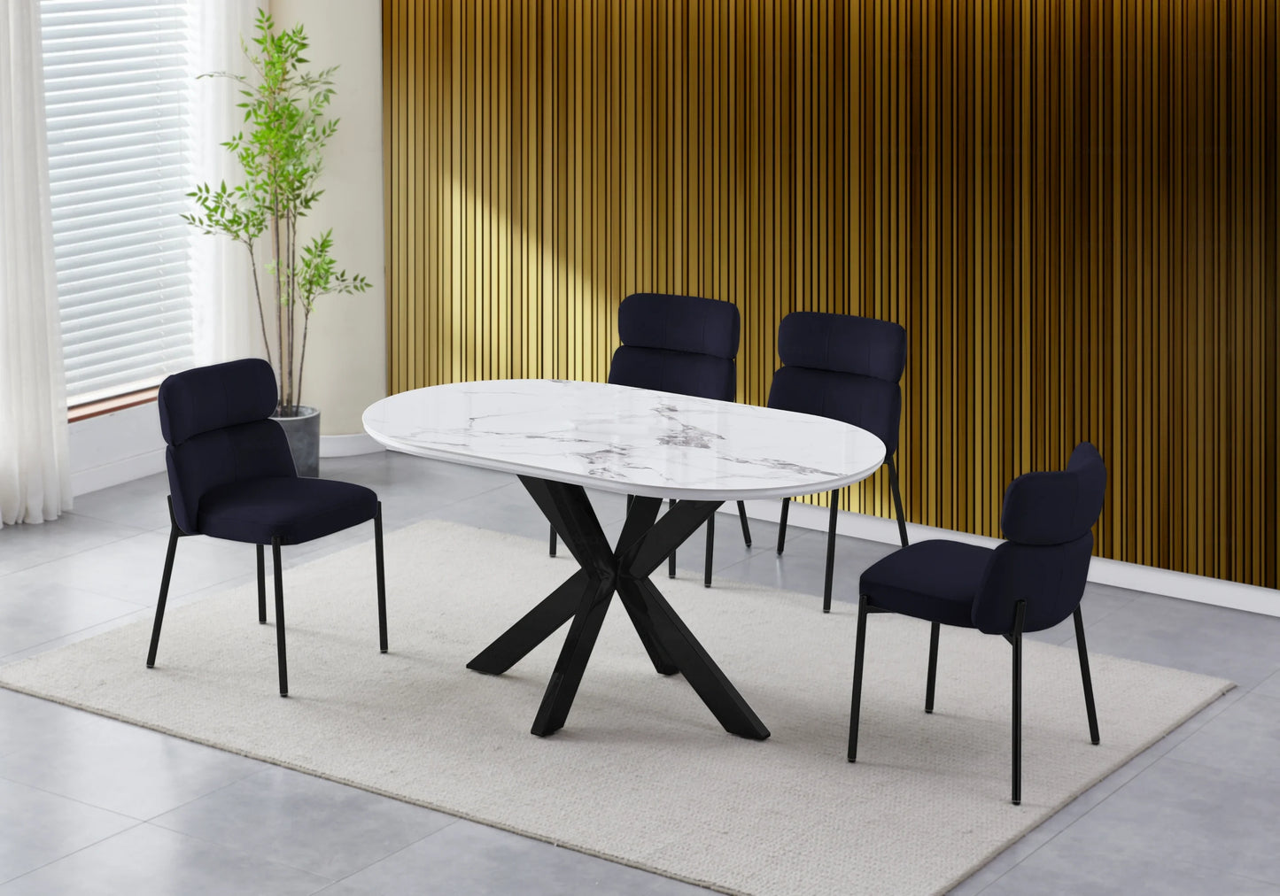 Chaises Velours Noir Pieds Noirs NORA – Lot de 4 - DEKOFLIX