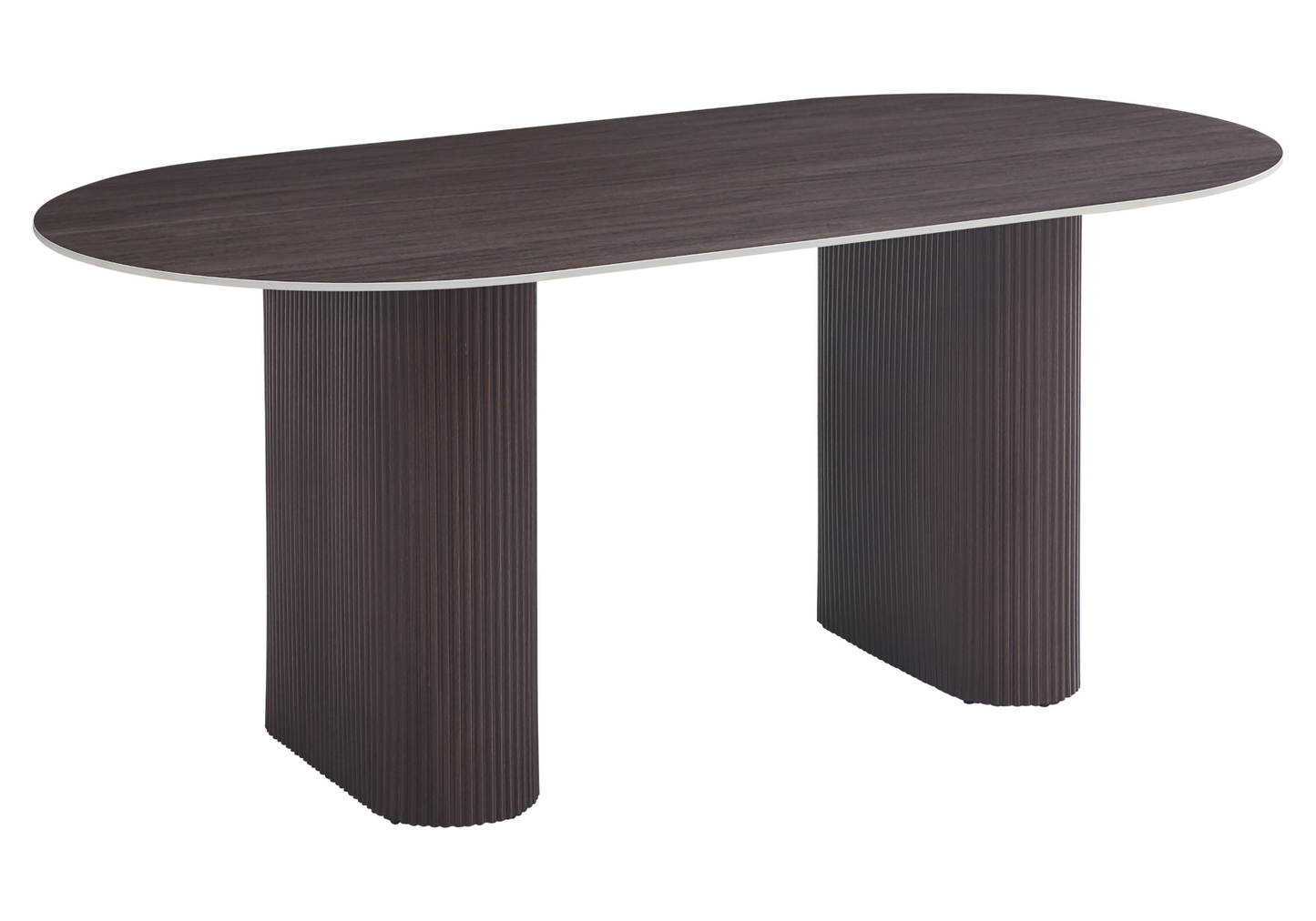 Table à manger ovale céramique effet bois noyer – Galerie du Mobilier - Vue 1