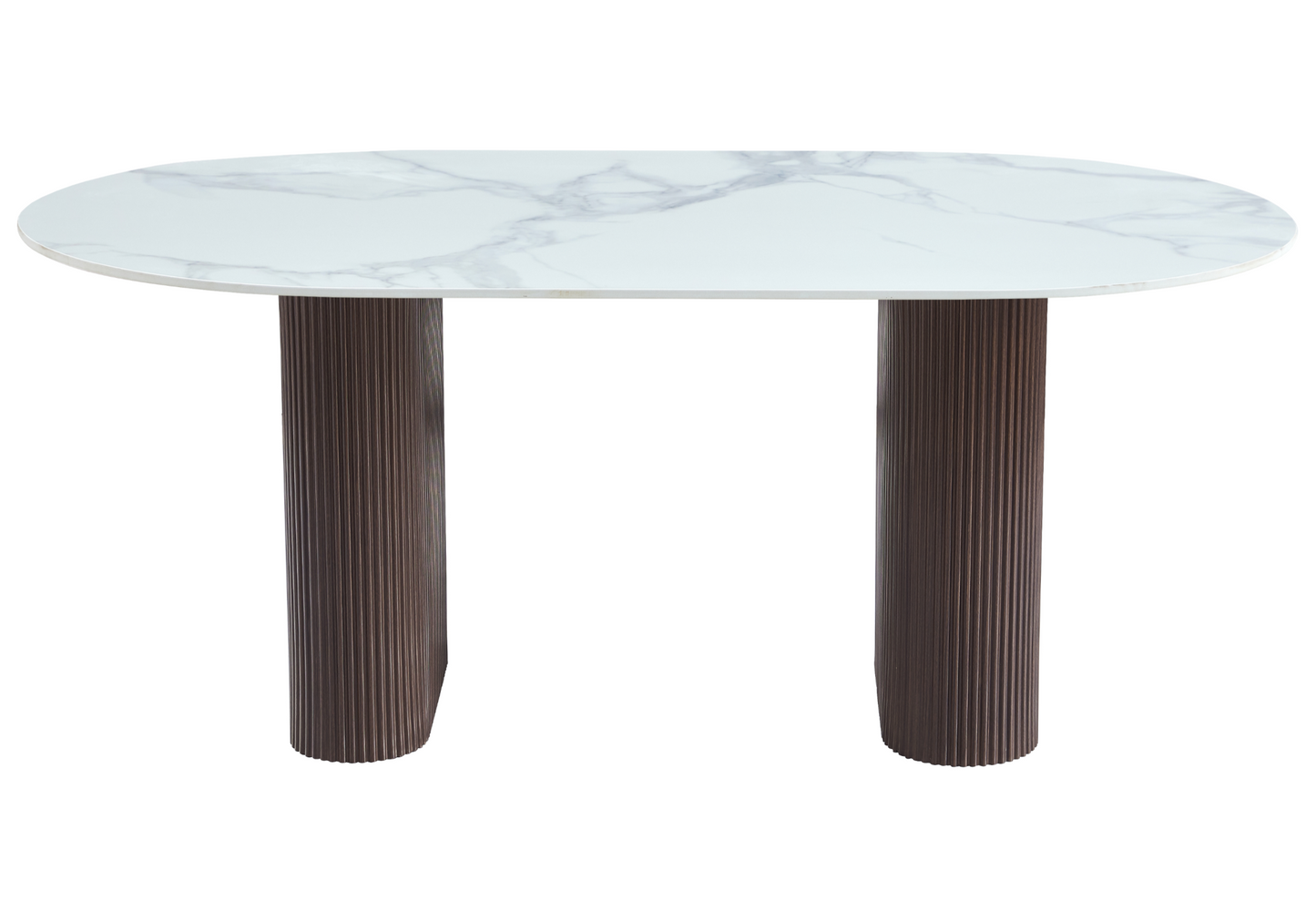 Table à manger ovale effet marbre blanc pieds – Galerie du Mobilier