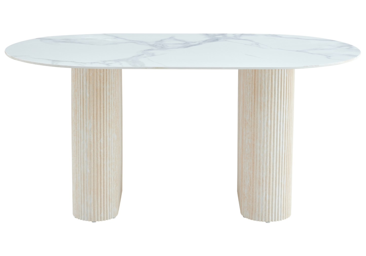 Table à manger ovale effet marbre blanc – Galerie du Mobilier