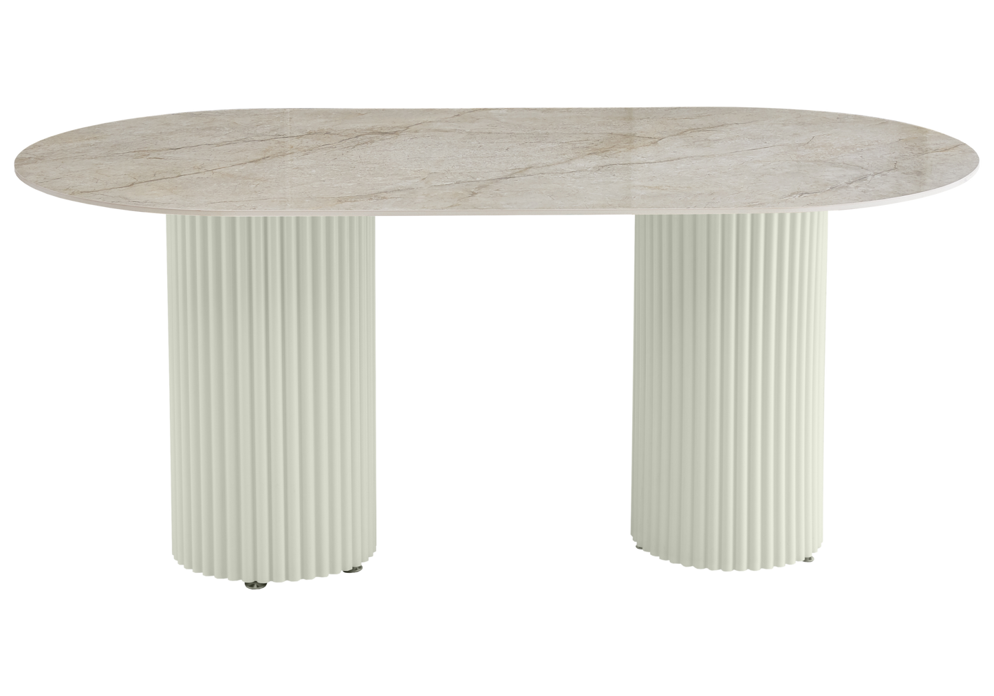 Table à manger ovale marbre brun et pieds beige – Galerie du Mobilier