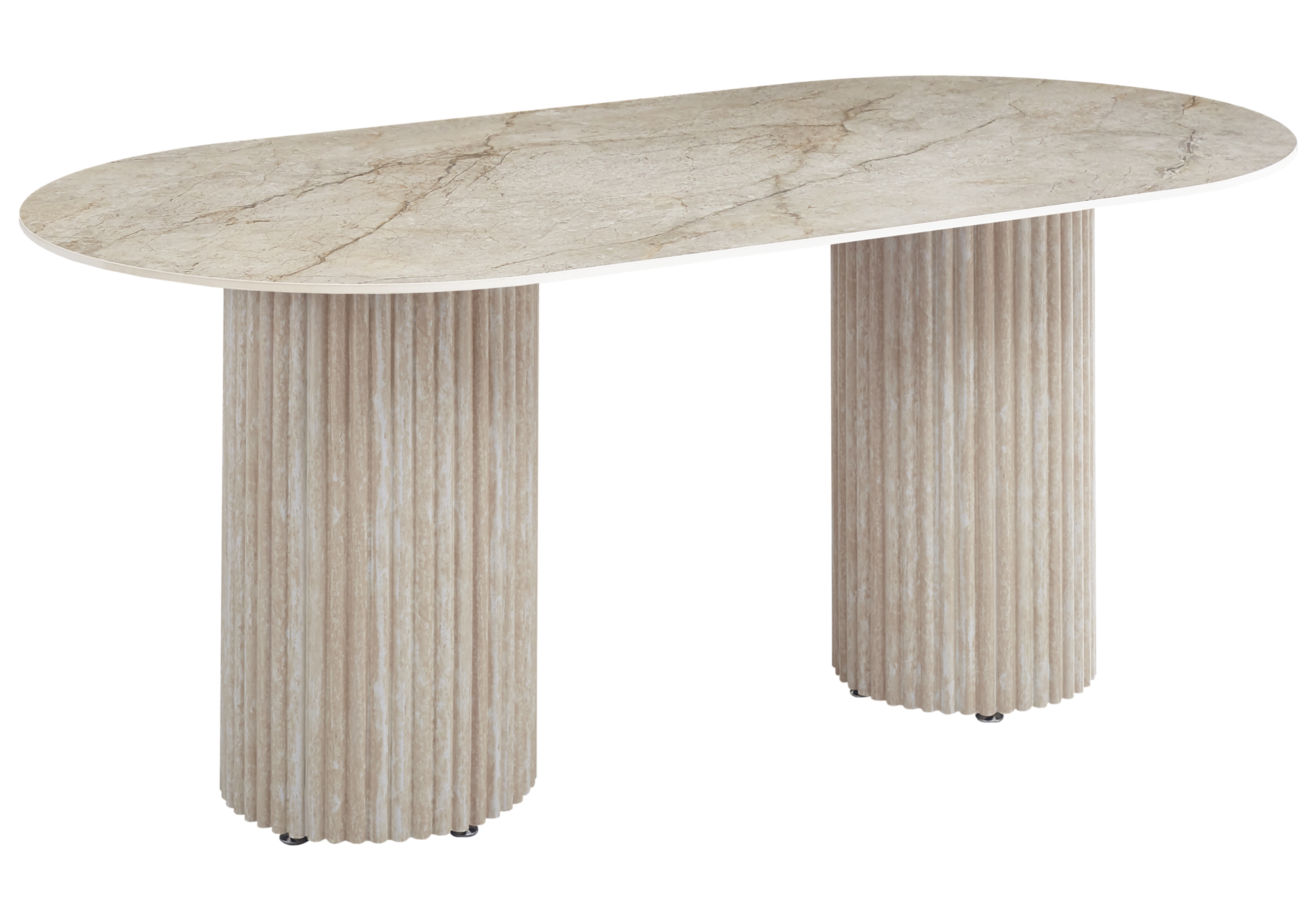 Table à manger ovale marbre brun et pieds – Galerie du Mobilier - Vue 1