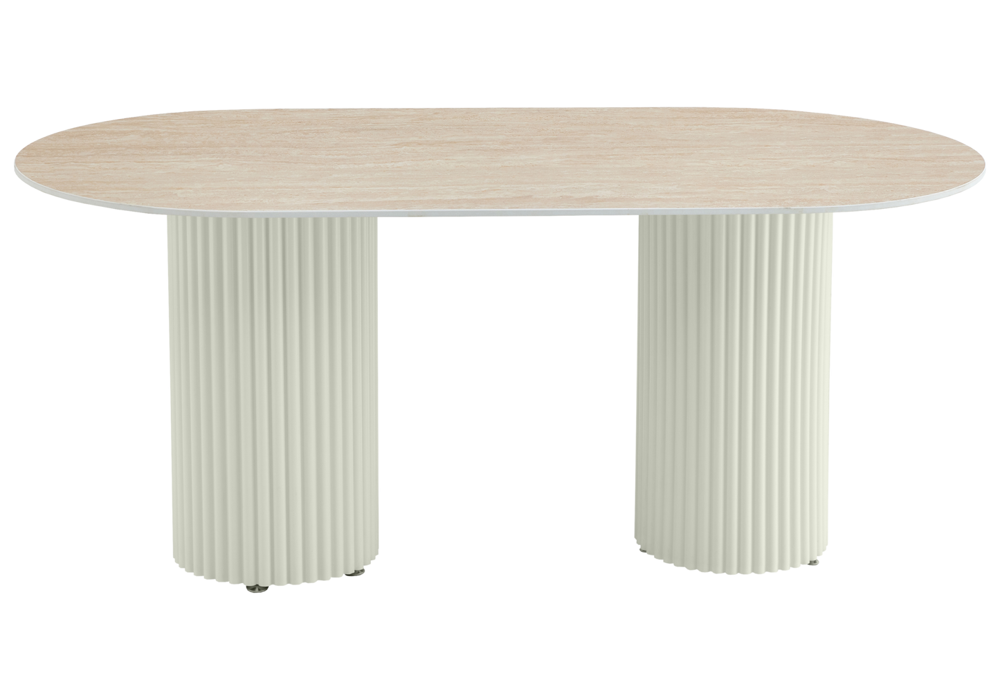 Table à manger ovale travertin brillant et – Galerie du Mobilier