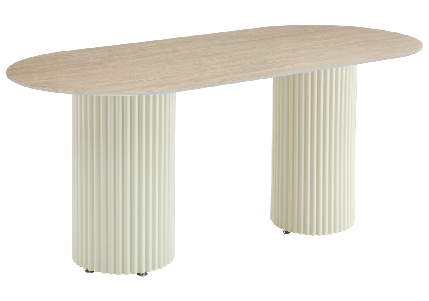 Table à manger ovale travertin mat et pieds – Galerie du Mobilier - Vue 1