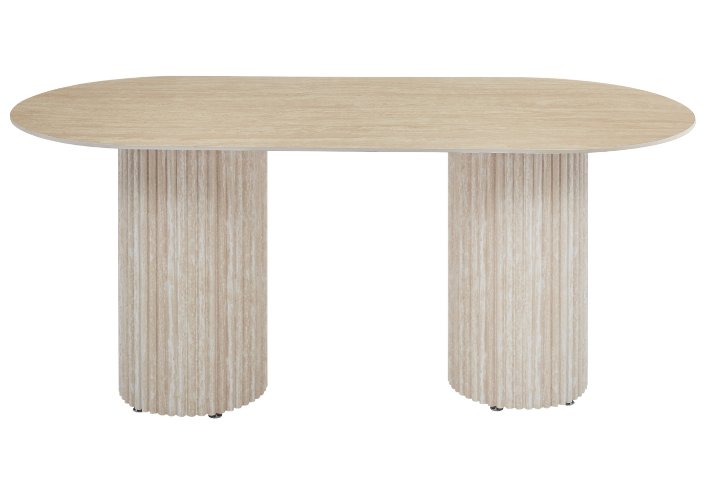 Table à manger ovale travertin mat naturel - – Galerie du Mobilier