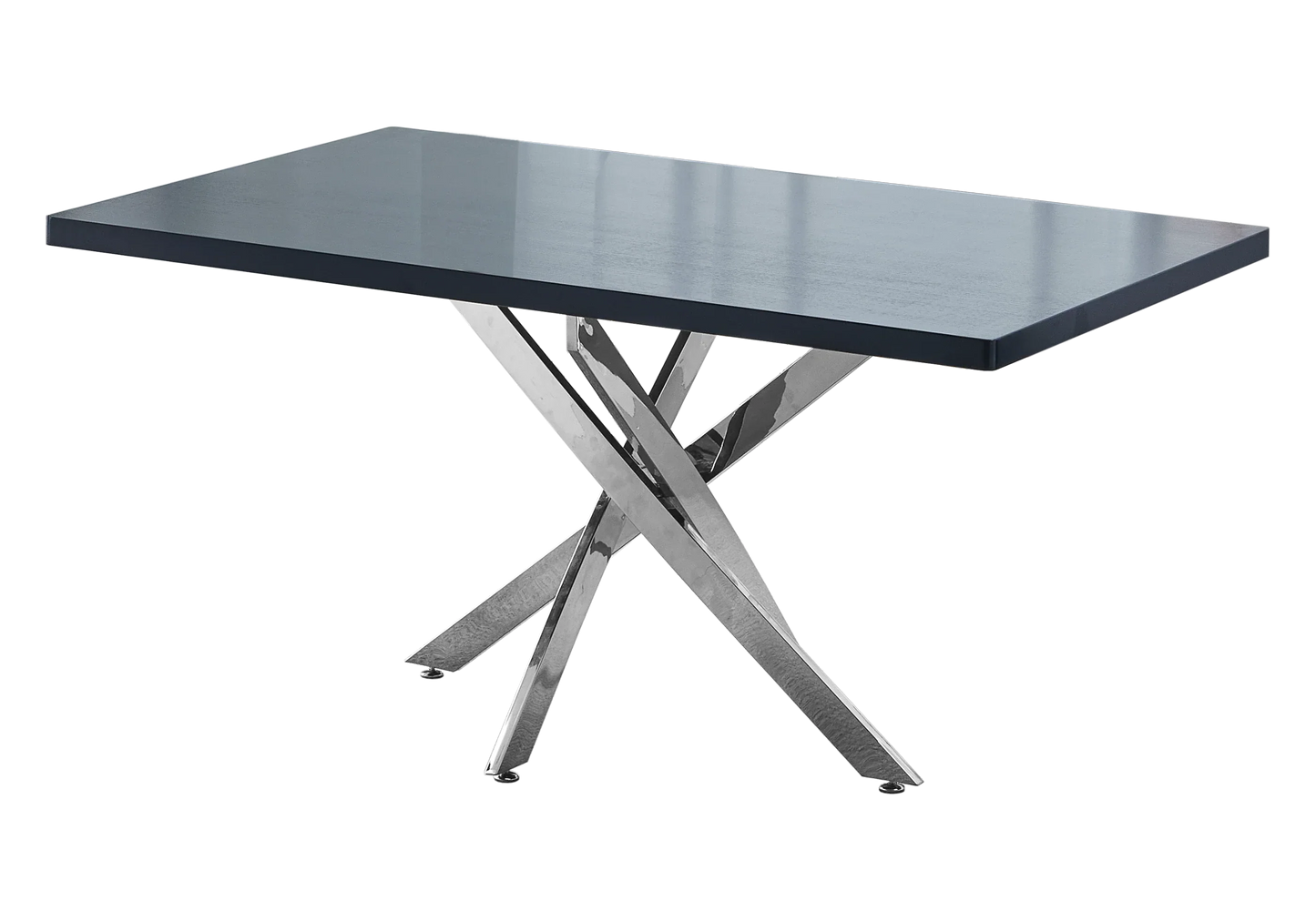 Table à manger argentée bois noir - Joy – Galerie du Mobilier - Vue 1