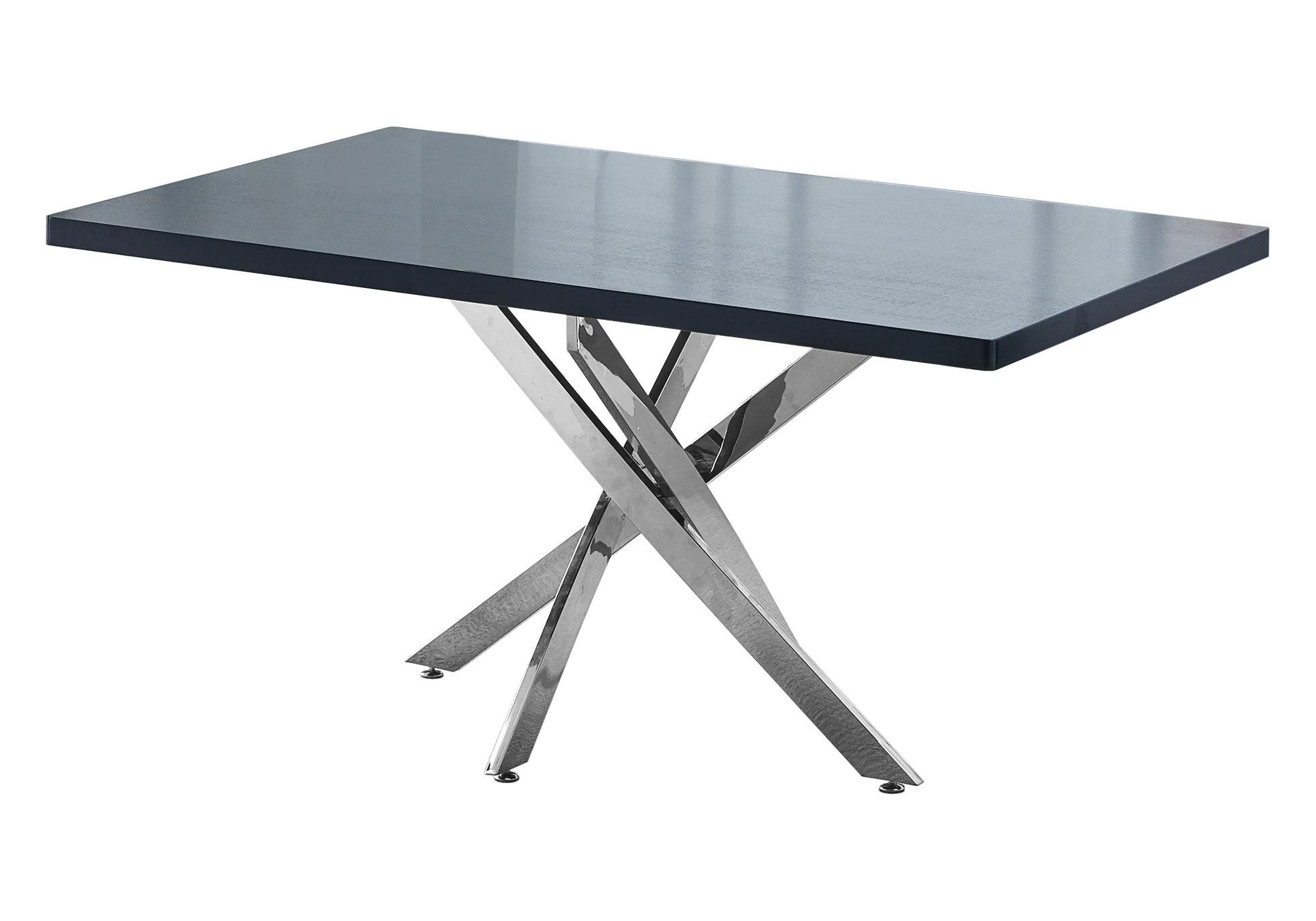 Table à manger argentée bois noir - Joy – Galerie du Mobilier - Vue 1