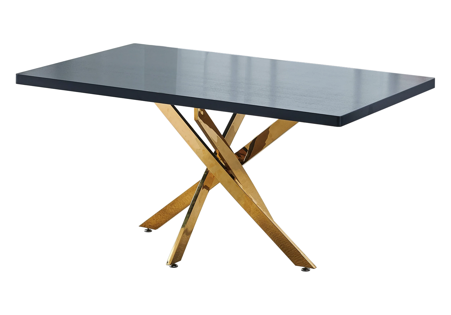 Table à manger dorée bois noir - Joy – Galerie du Mobilier - Vue 1