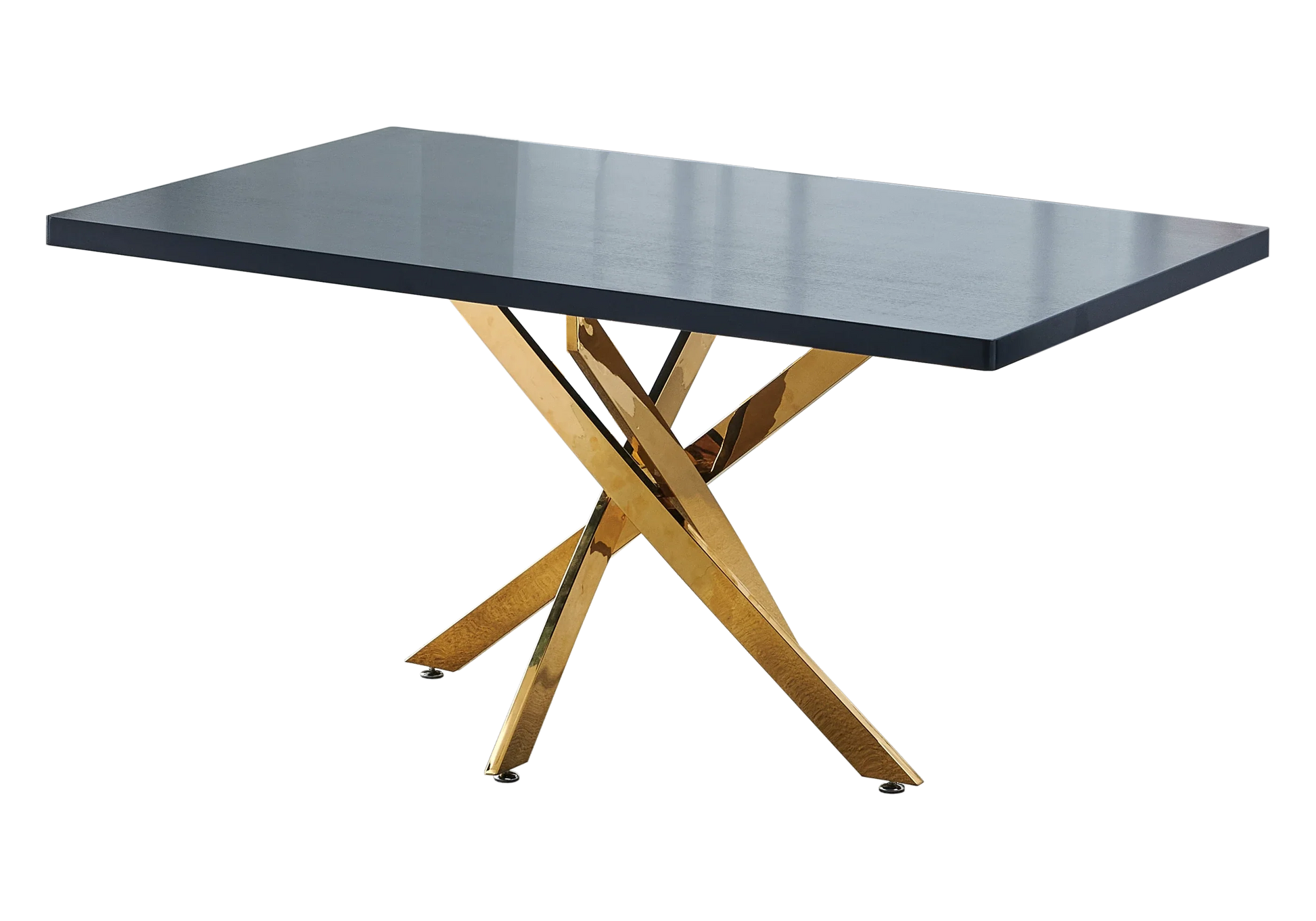 Table à manger dorée bois noir - Joy – Galerie du Mobilier - Vue 1