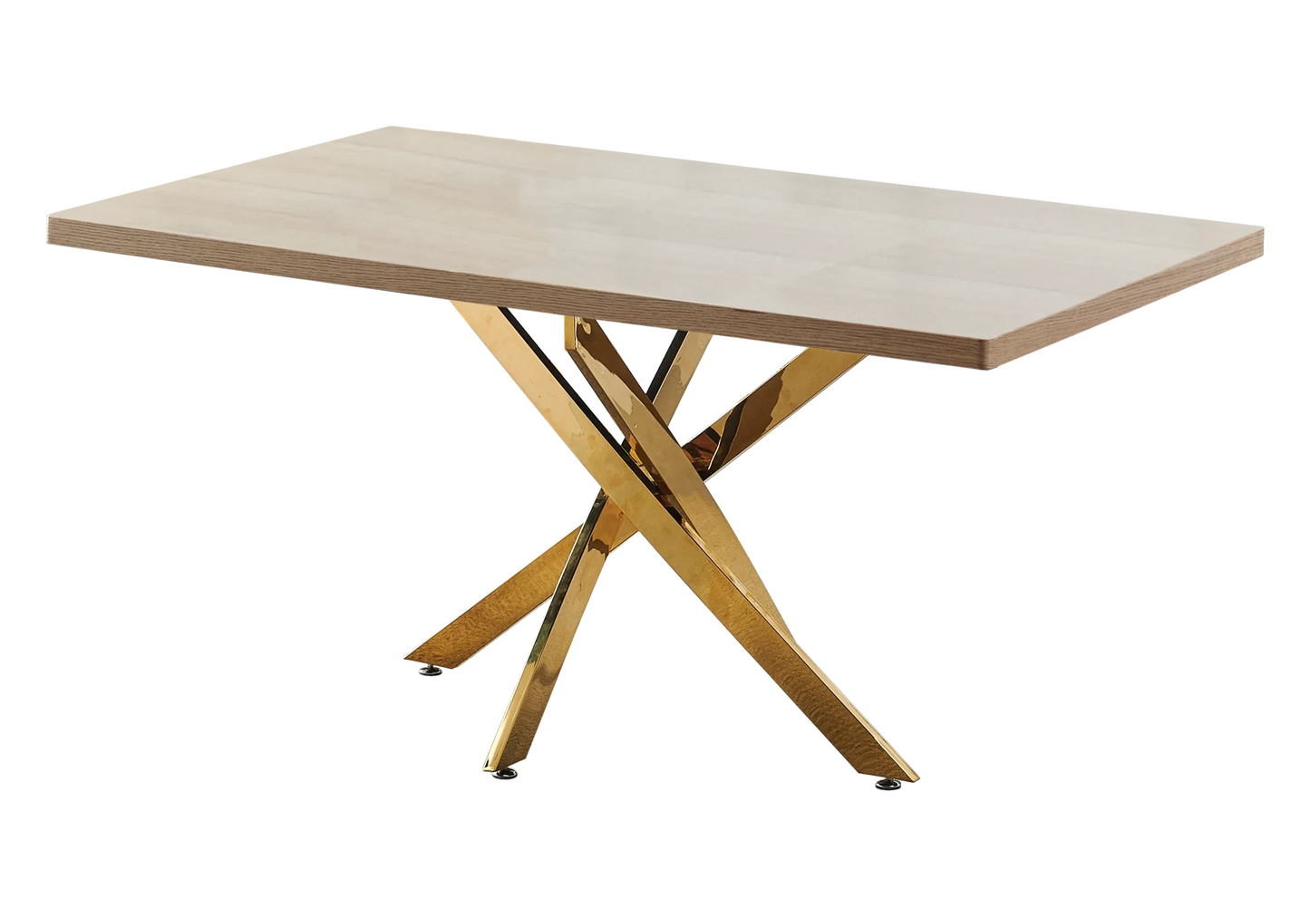 Table à manger dorée bois chêne - Joy – Galerie du Mobilier - Vue 1