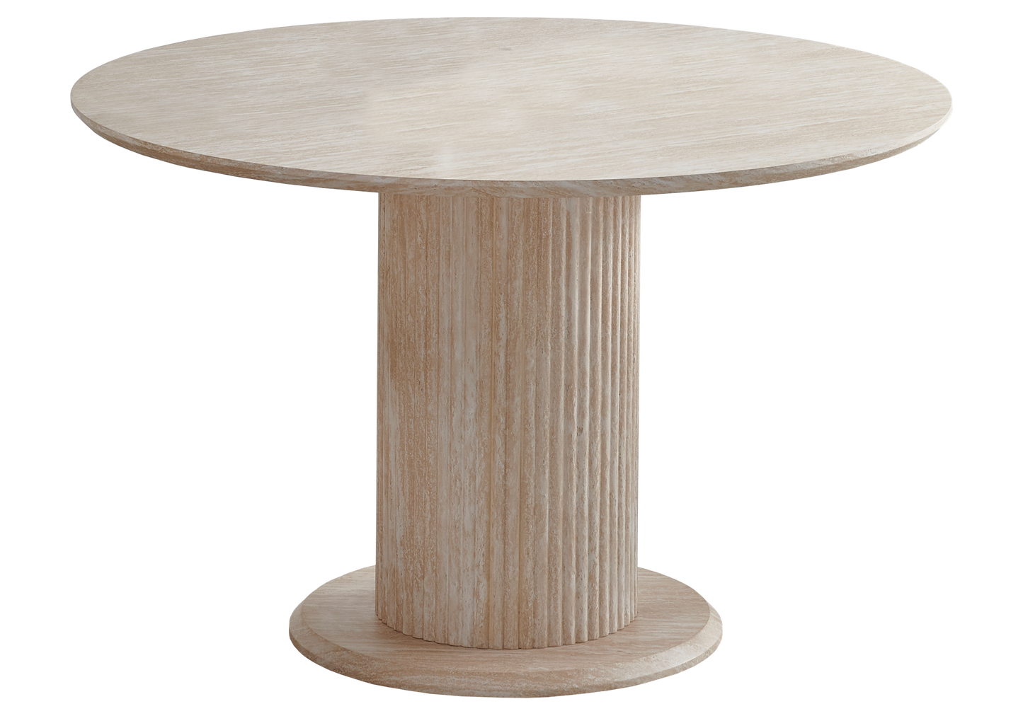 Table à manger ronde effet travertin – Inaya – Galerie du Mobilier - Vue 1