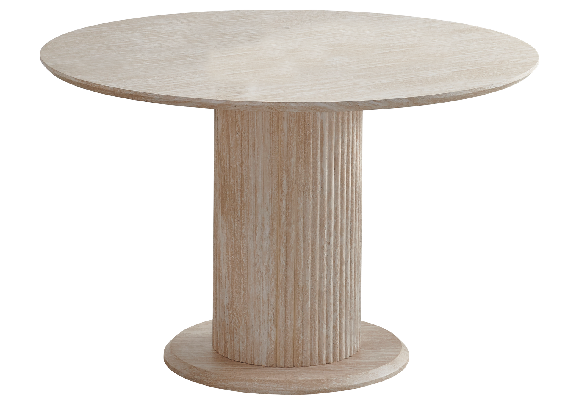 Table à manger ronde effet travertin – Inaya – Galerie du Mobilier - Vue 1