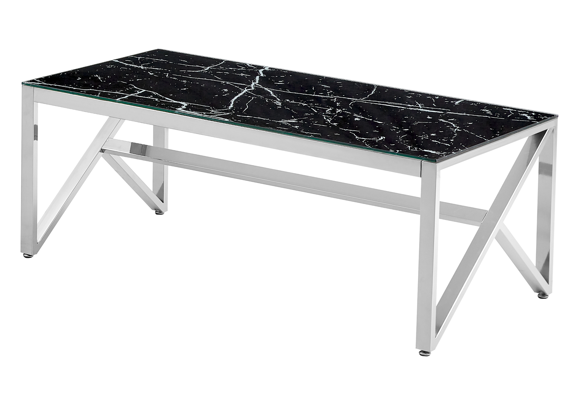 Table basse argentée marbre noir – Jessy – Galerie du Mobilier - Vue 1