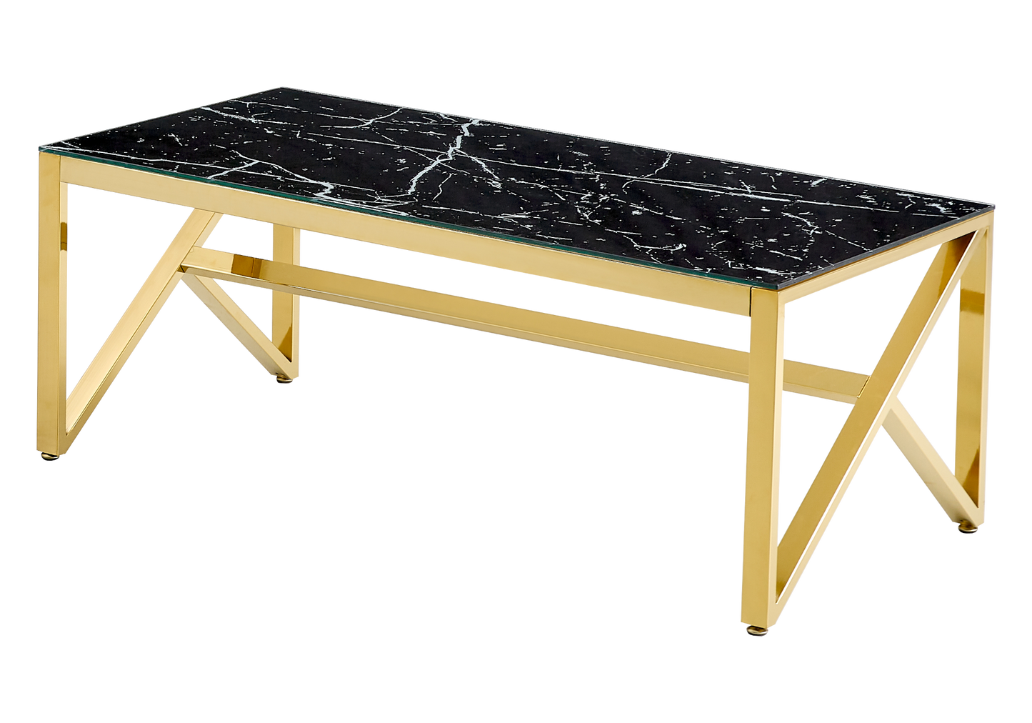 Table basse dorée marbre noir – Jessy – Galerie du Mobilier - Vue 1