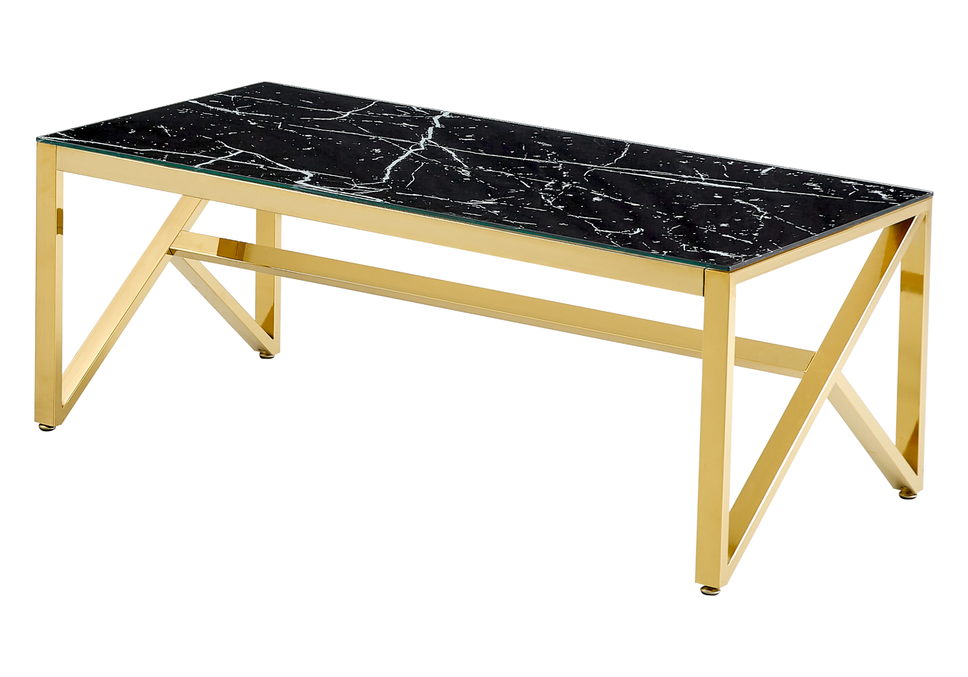 Table basse dorée marbre noir – Jessy – Galerie du Mobilier - Vue 1