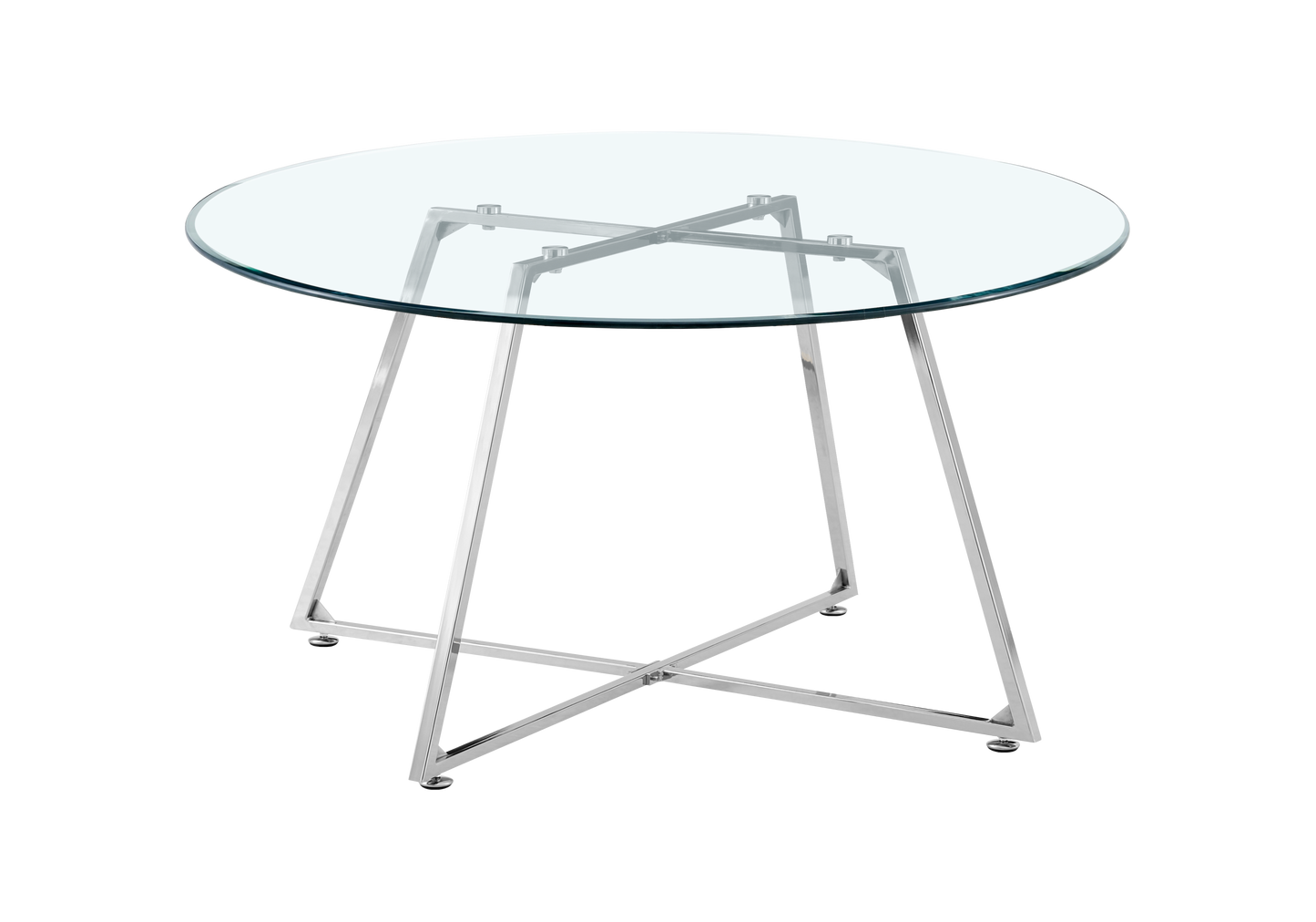 Table basse ronde verre trempé pieds argent – – Galerie du Mobilier - Vue 1