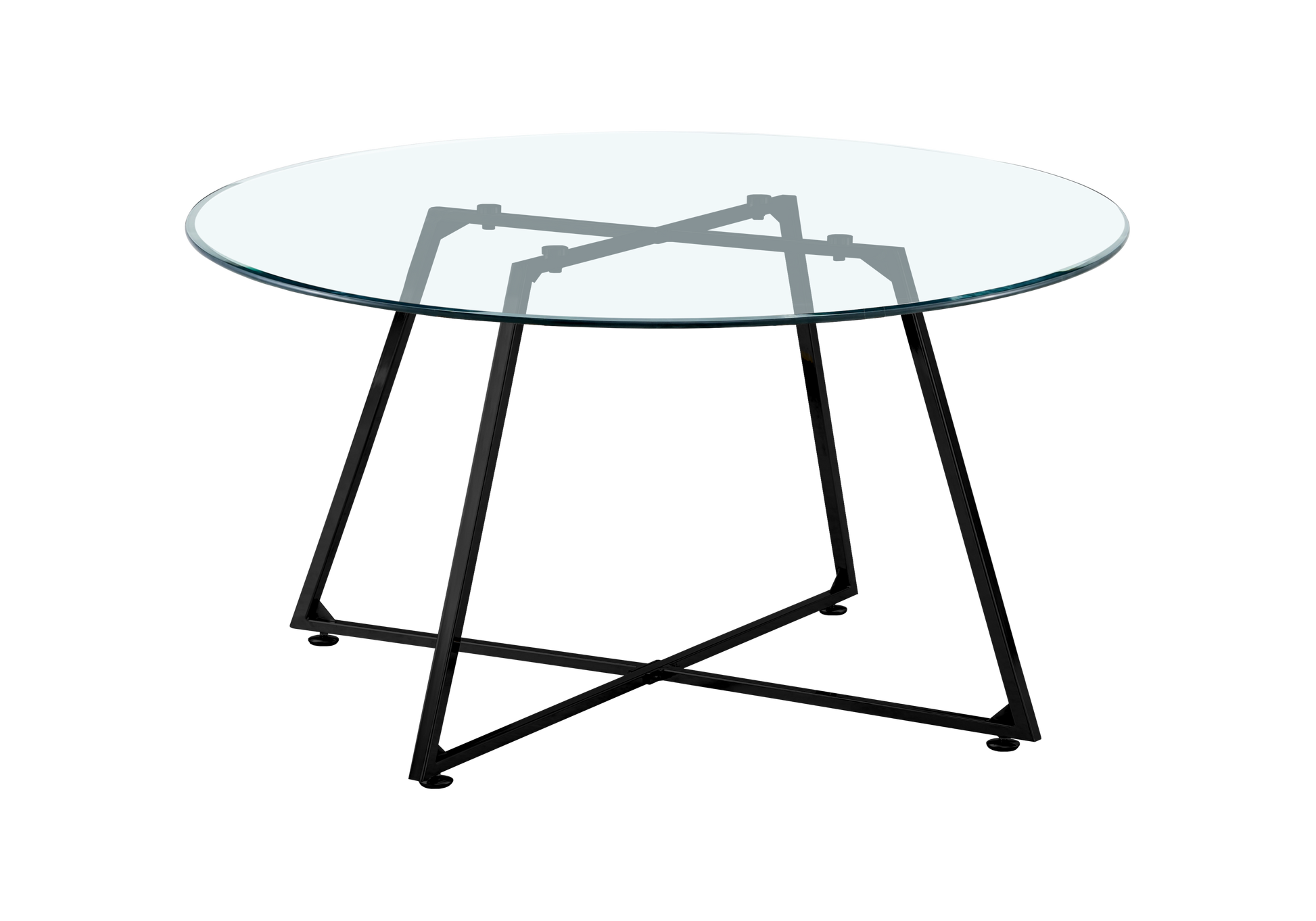 Table basse ronde verre trempé pieds noirs – – Galerie du Mobilier - Vue 1