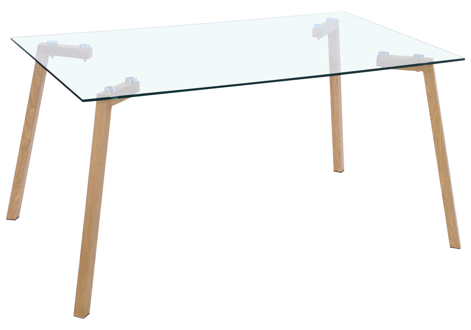 Table à manger verre trempé pieds bois – Gina - Vue 1