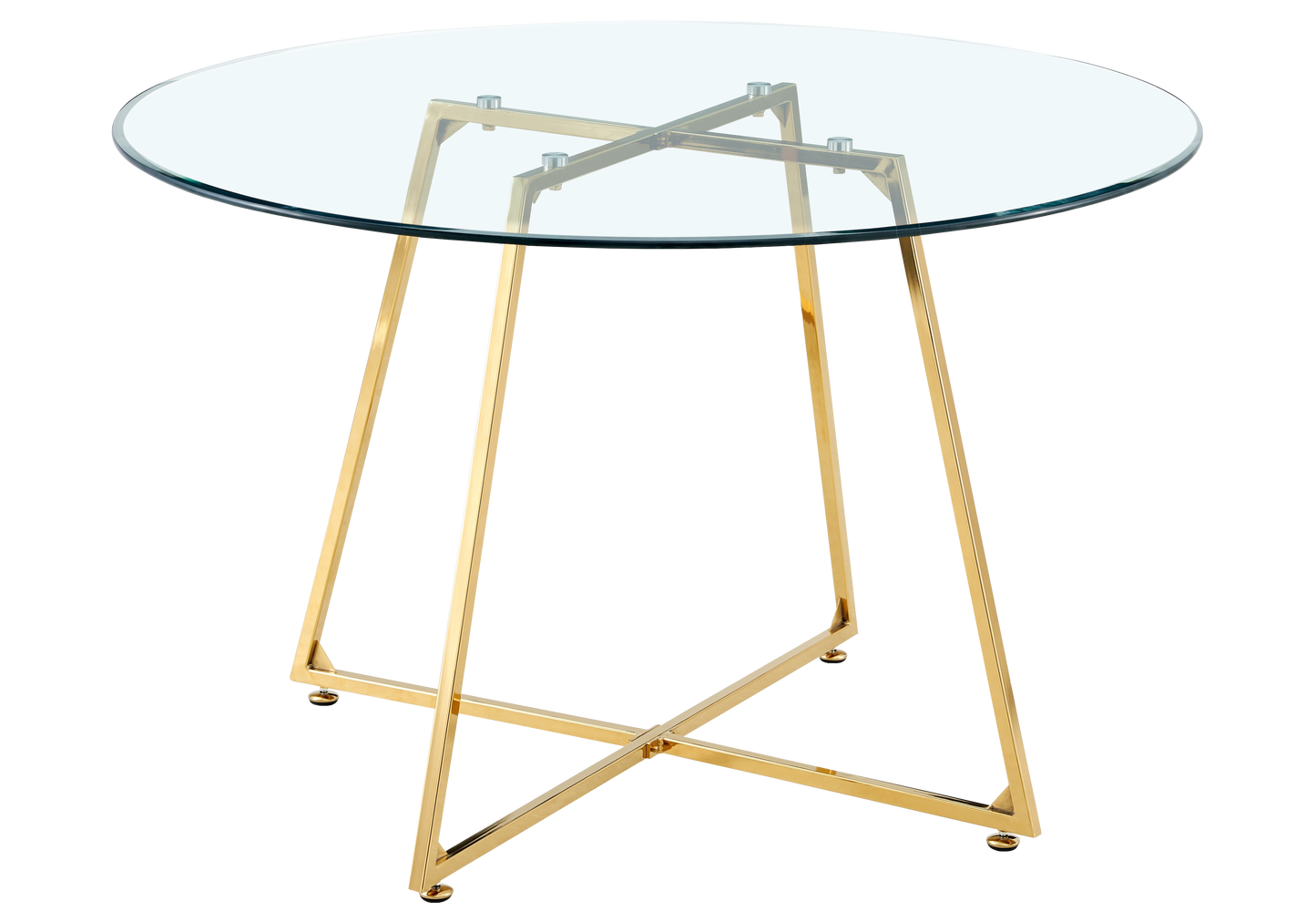 Table ronde verre trempé pieds dorés – Gina – Galerie du Mobilier - Vue 1