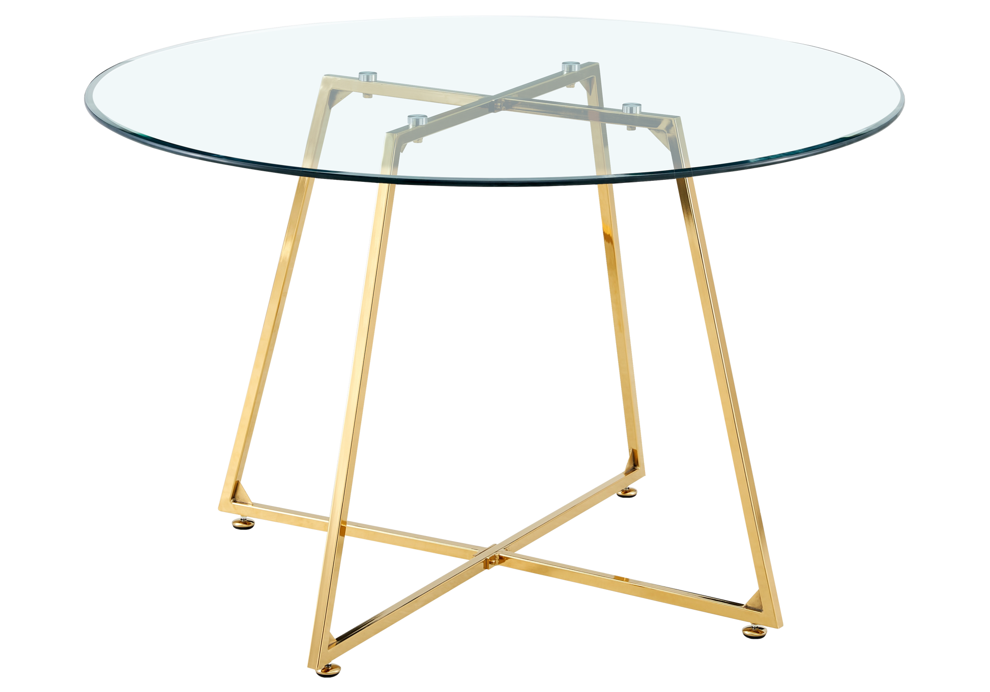 Table ronde verre trempé pieds dorés – Gina – Galerie du Mobilier - Vue 1