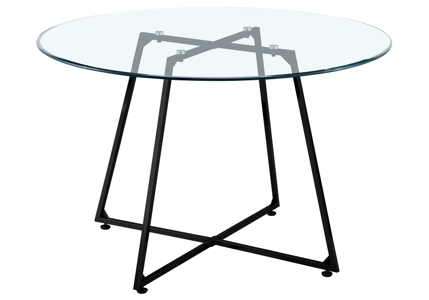 Table ronde verre trempé pieds noirs – Gina – Galerie du Mobilier - Vue 1