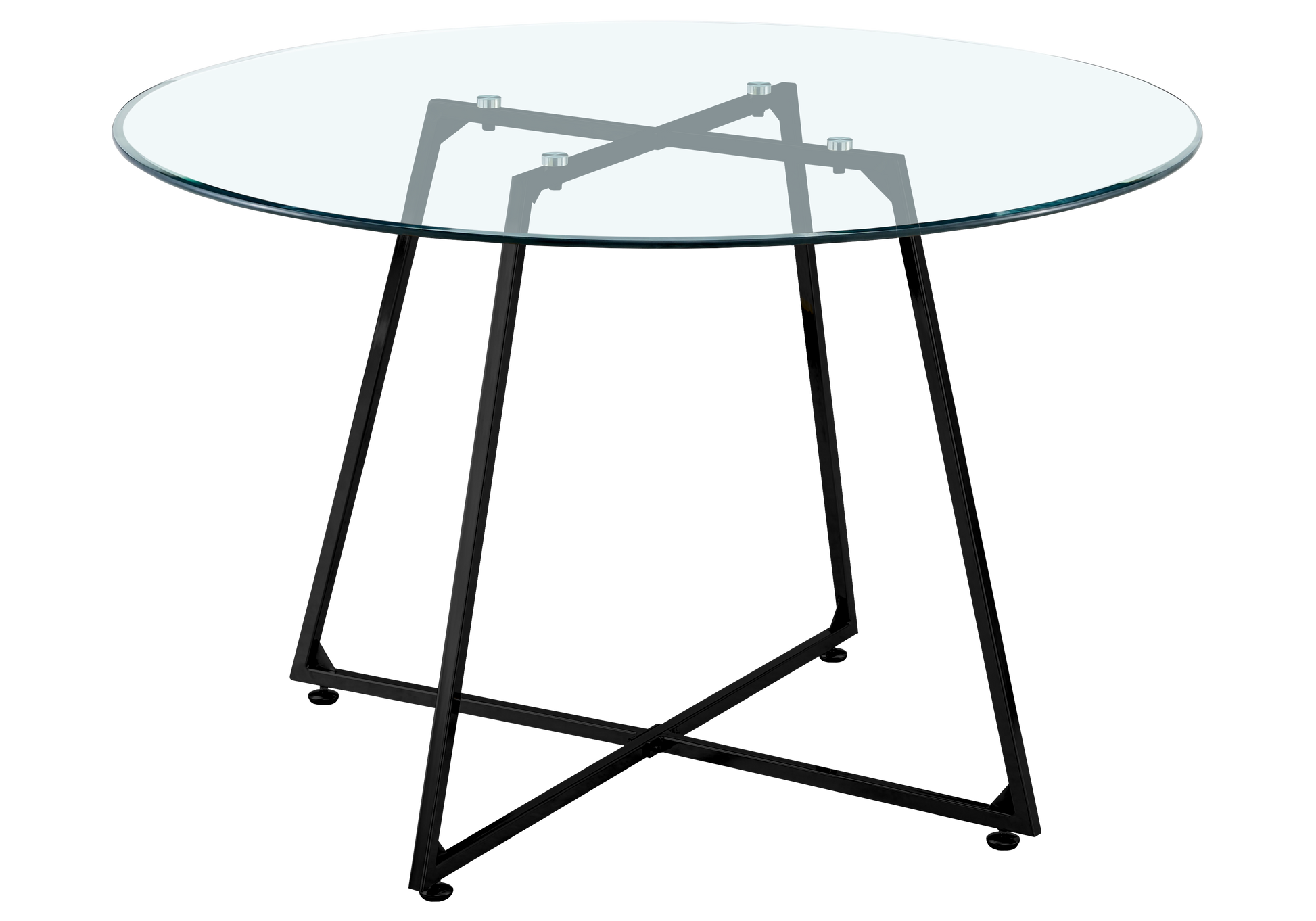 Table ronde verre trempé pieds noirs – Gina – Galerie du Mobilier - Vue 1